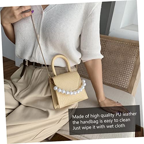 MUCKLILY Mini Crossbody Bag Damen Perlenhandtasche Kleine Umhängetasche Leicht Tragbar Modisch Gelb Für Outdoor Alltag von MUCKLILY