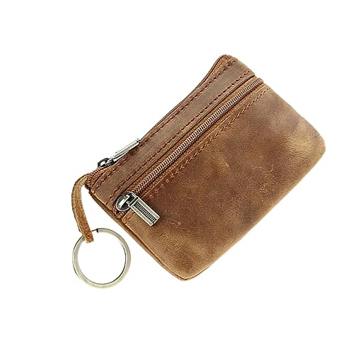 MUCKLILY Mini Geldbörse Vintage Multifunktionale Reisetasche mit Reißverschluss Braun Tragbare Geldbörse für Männer Frauen für Münzen Schlüssel und Karten von MUCKLILY