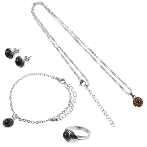 MUCKLILY Mode Schmuckset Damen Farbwechsel Ring Halskette Armband Ohrstecker Elegantes Design Temperaturabhängig Farbverlauf Stilvoll für Frauen von MUCKLILY