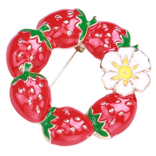 MUCKLILY Modische Erdbeer Brosche Anstecknadel aus Robustem für Damen Kleidung Schal Stola Rucksack Dekoration Fester Halt Vielseitig für Party und Alltag Geeignet von MUCKLILY