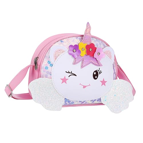 MUCKLILY Niedliche Einhorn Umhängetasche für Mädchen Jahre Verstellbarer Schultergurt Pu material Multifunktionale Kindertasche für Kleine Gegenstände Modische Crossbody Tasche von MUCKLILY