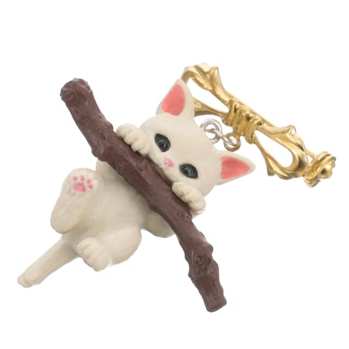 MUCKLILY Niedliche Katzenbrosche aus Harz und Legierung Baumzweig Design Sichere Anstecknadel für Kleidung Schals Hüte Modisches Damen accessoire Langlebig und Vielseitig Einsetzbar von MUCKLILY