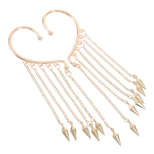 MUCKLILY Ohrklemme mit Tassel Kette Goldfarben für Damen nicht Durchstochen Leichte Lange Ohrhänger Modisches Accessoire für Stilvolles Outfit und Vielseitig Tragbar von MUCKLILY