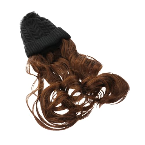 MUCKLILY One piece Damen Perücke Mütze Lang Lockig Strickmütze Eleganter Haarersatz mit Weichem Material Komfortabel und Stilvoll für Alltag und Freizeit von MUCKLILY