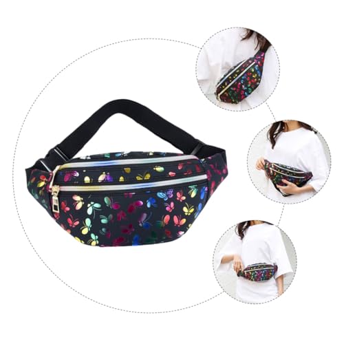 MUCKLILY PU Crossbody Bag Damen Handytasche mit Schmetterlingsmuster Multifunktional Verstellbar Stilvolle Kleine Umhängetasche für Alltag und Freizeit Schwarz von MUCKLILY