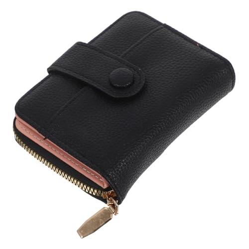 MUCKLILY PU Kartenetui Klein mit Reißverschluss Mehrfache Kartenfächer Großzügige Kapazität Schnelles Akkordeon-Design Vielseitiges Portemonnaie für Reisen und Business Schwarzes von MUCKLILY