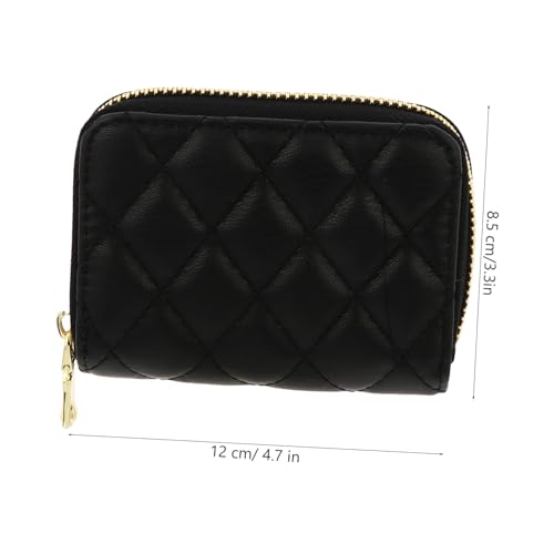 MUCKLILY PU Kartenetui mit Reißverschluss Multifunktional mit Fächern Kompakt und Großvolumig Modische Schwarze Geldbörse für Kreditkarten Ausweise und Bargeld für Alltag und von MUCKLILY