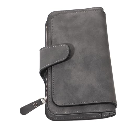 MUCKLILY PU Langbörse Damen Dreifach Klappbar mit Druckknopfverschluss Mattierte Oberfläche Multifunktionale Kartenfächer Kompakte Geldbörse für Alltag Schule und Shopping von MUCKLILY