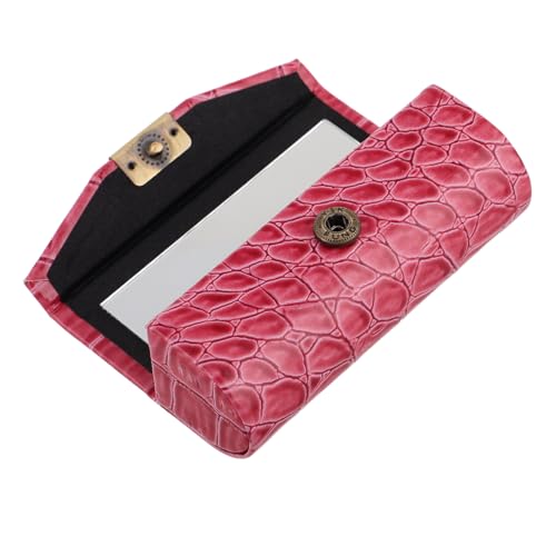 MUCKLILY PU Lippenstift Etui mit Spiegel Weiches und Strapazierfähiges PU Material Kompakte Tragbare Lippenstifthalter Aufbewahrungsbox für Reisen Eleganter Make Up Organizer für von MUCKLILY