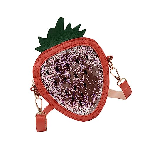 MUCKLILY Pailletten Umhängetasche Rote Glitzertasche Mädchen Schultertasche Party Tasche mit Fruchtmotiv Modisch und Praktisch für Kleine Mädchen Alltag und Festlichkeiten von MUCKLILY