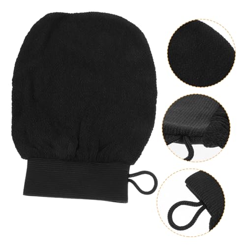 MUCKLILY Peeling Handschuhe Duschhandschuh aus Viskose mit Elastischem für Sanfte Körperpeeling und Abgestorbene Hautentfernung Schwarz für Männer und Frauen Weich und Rutschfest von MUCKLILY
