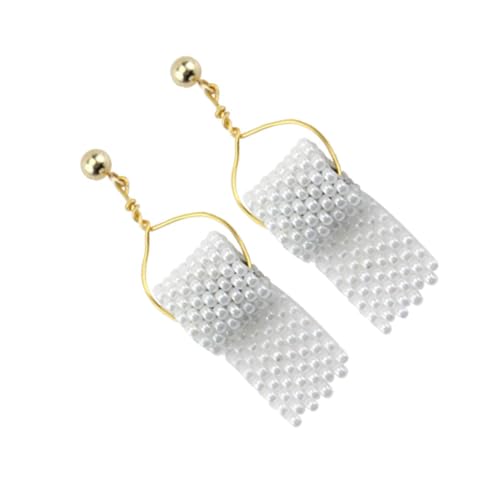 MUCKLILY Ohrringe Damen Set Mit Perlendekoration Und Rollenpapier-anhänger Kreativer Ohrhänger Für Alltag Partys Geschenk Für Frauen Und Mädchen Weiß von MUCKLILY