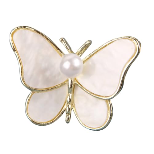 MUCKLILY Perlen Schmetterling Brosche Damen Anstecknadel aus Muschel Elegant Modisch Leicht für Kleidung Hüte und Kleider Accessoire von MUCKLILY
