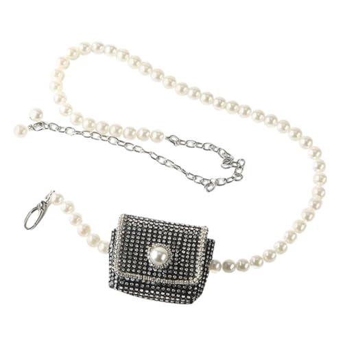 MUCKLILY Perlen Strass gürtel Tasche für Damen Modische Kleine Hüfttasche mit Perlenkette Leichter Langlebiger Aufbewahrungsbeutel Passend zu Abendkleidern und Alltagsoutfits von MUCKLILY