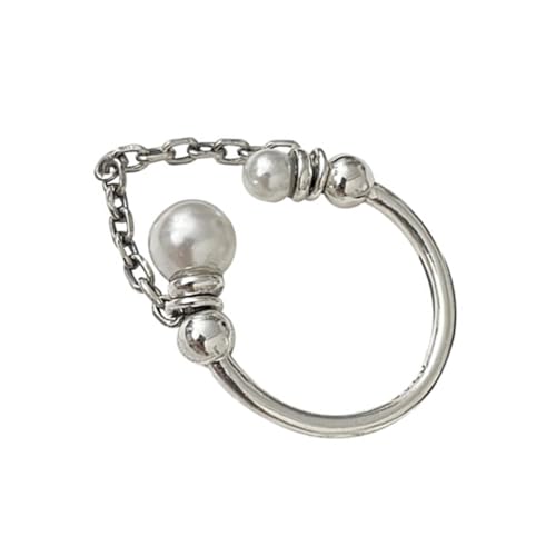 MUCKLILY Perlenkette Offener Einstellbarer Ring Damen Leicht Verstellbar Sanfte Oberfläche Elegant Schmuck Geschenk Valentinstag Jubiläum von MUCKLILY
