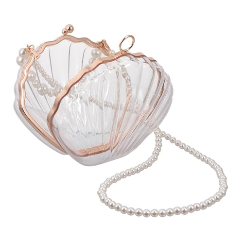 MUCKLILY Perlentasche Damen Schultertasche Transparent Shell Crossbody Bag Modisch Langlebig Geräumig Sicher für Alltag und Party von MUCKLILY