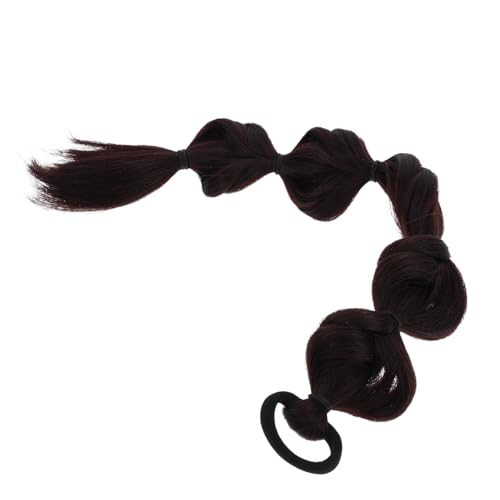 MUCKLILY Perückenblasengeflecht Haarblasen Für Mädchen Geflochtenes Haarband Langhaarperücken Für Damen Pferdeschwanzverlängerung Mit Haargummi Haarseil Für Zöpfe Polyester Dark Brown von MUCKLILY