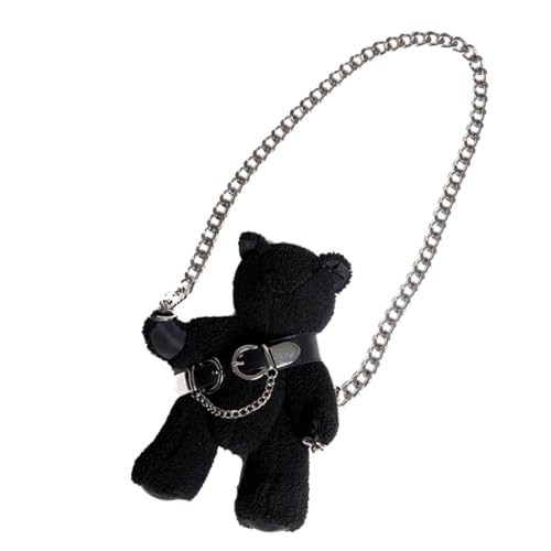 MUCKLILY Plüsch Bär Umhängetasche Klein Damen Crossbody Bag Abnehmbare Kette Multifunktionale Schultertasche Kuscheltier Handtasche von MUCKLILY