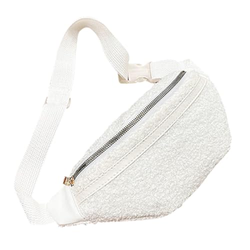 MUCKLILY Plüsch Bauchtasche Damen Modische Gürteltasche Sanft und Leicht Vielseitig Tragbar als Hüfttasche oder Crossbody für Reisen Sport Alltag Schlichtes Design in Weiß von MUCKLILY