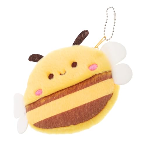 MUCKLILY Plüsch Bienen Münzbeutel Mini Geldbörse mit Schlüsselanhänger Tragbarer Coin Purse für Mädchen Weicher Taschenanhänger Multifunktionale Aufbewahrung für Münzen Ohrhörer von MUCKLILY