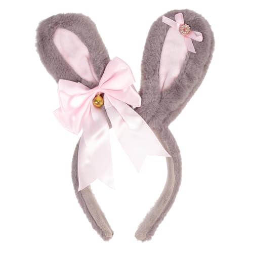 MUCKLILY Plüsch Hasenohren Haarreif mit Schleife Weiches Bunny Cosplay Stirnband für Karneval Fasching Party Dekoratives Haarband Damen Mädchen Bequemes Accessoire für Kostüm und von MUCKLILY