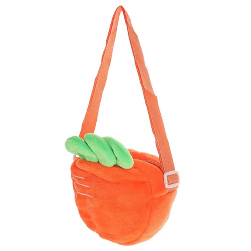 MUCKLILY Plüsch Karotten Umhängetasche Damen Tasche mit Reißverschluss Kleine Schultertasche für Alltag Reise Casual Freizeit mit Geräumigem Innenfach und Abnehmbarem Schultergurt von MUCKLILY