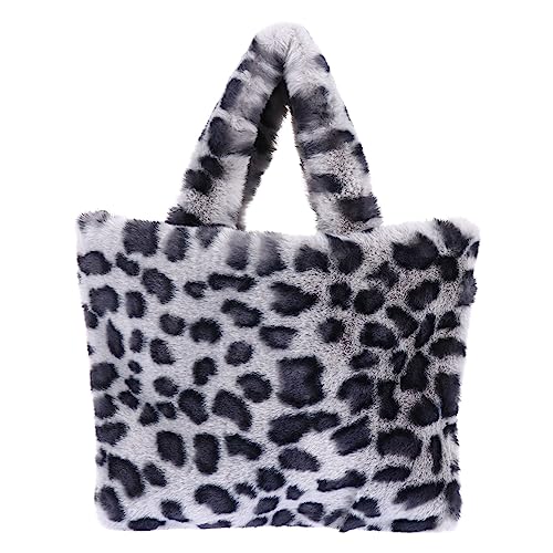 MUCKLILY Plüsch Leopard Handtasche Damen Umhängetasche Weiches Material Stylische Crossbody Tasche mit Großem Fassungsvermögen für Alltag Shopping Reisen Herbst Winter von MUCKLILY