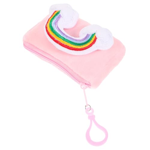 MUCKLILY Plüsch Münzgeldbörse Schlüsselanhänger Regenbogen Farbig Kleine Mädchen Portemonnaie Anhänger Weicher Mini Geldbeutel Praktisch Für Tasche Auto Handy von MUCKLILY