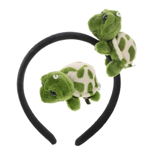 MUCKLILY Plüsch Schildkröten stirnband mit Haarklammer Halloween Kostüm Haarreif Weiches Stoffmaterial Langlebig Niedliches Tier cosplay Zubehör für Erwachsene von MUCKLILY