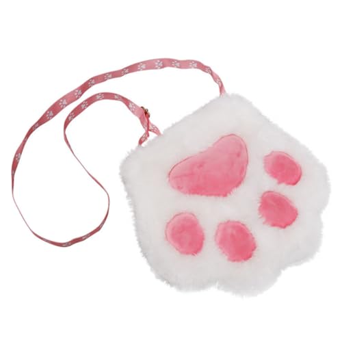 MUCKLILY Plüsch Schultertasche Katze Pfotenform Crossbody Bag Weich Flauschig Schminktasche Umhängetasche Damen Alltag Reise von MUCKLILY