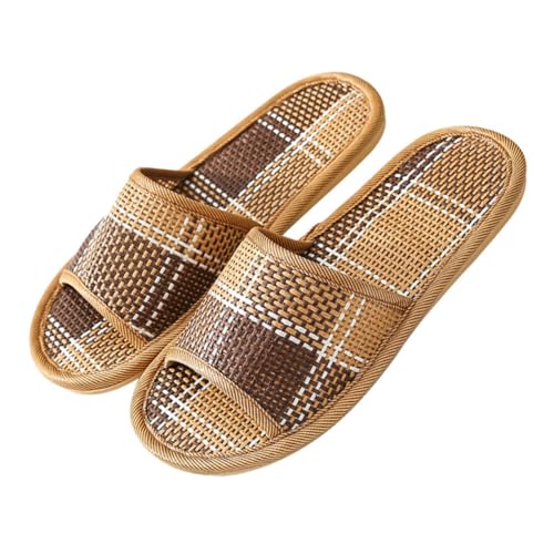 MUCKLILY Rattan Geflochtene Sommer Hausschuhe Unisex Komfortable Leichte Haushalts Slipper Bequem Atmungsaktiv für Innen und Außen von MUCKLILY