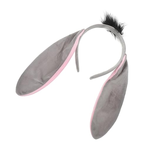 MUCKLILY Realistisches Eselohren Stirnband Kuscheliges Donkey Kostüm Zubehör für Fasching Karneval Erwachsene und Tierkopfschmuck Partyspaß von MUCKLILY