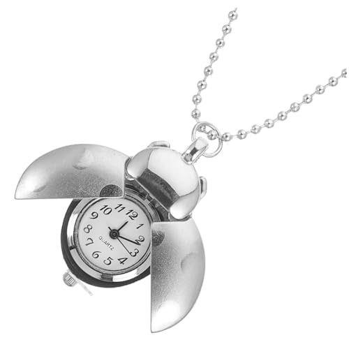 MUCKLILY Retro Beetle Stil Taschenuhr mit Silberner Kette Vintage Quarz Uhr Dekorative Anhänger Uhr für Herren und Damen Langlebige Zinklegierung Stilvolles Accessoire für Alltag und von MUCKLILY