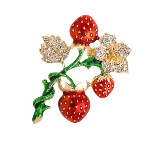 MUCKLILY Retro Blumenbrosche Damen Erdbeer Anstecknadel aus Langlebiger Legierung Modisches Schmuck accessoire für Kleidung Taschen Hüte Vielseitig Verwendbar Rostfrei und Elegant für von MUCKLILY