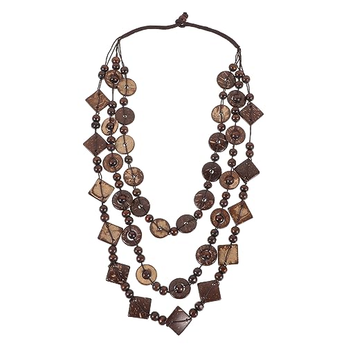 MUCKLILY Retro Böhmische Halskette für Damen Handgefertigt mit Kokosnussschale Holzperlen Vintage Modeschmuck für Strand Freizeit von MUCKLILY