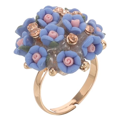 MUCKLILY Retro Damen Ring Keramik Blumenring Leicht und Robust Vintage Finger Schmuck Verstellbare Ringe für Alltag Party und Shopping Stilvoll und Einzigartig von MUCKLILY