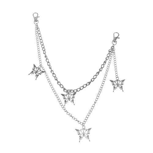 MUCKLILY Retro Unisex Hosenkette Schmetterling Doppelschicht Metall Taillenkette Stilvolle Dekorative Hose für Damen Herren Jeans von MUCKLILY