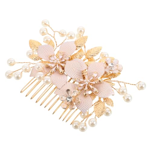 MUCKLILY Rhinestone Haarkamm mit Perlen und Blüten Handgefertigter Brautschmuck für Hochzeitsfrisuren Vielseitiger Haarschmuck für Steckfrisuren und Festliche Anlässe Eleganter Kopfschmuck von MUCKLILY