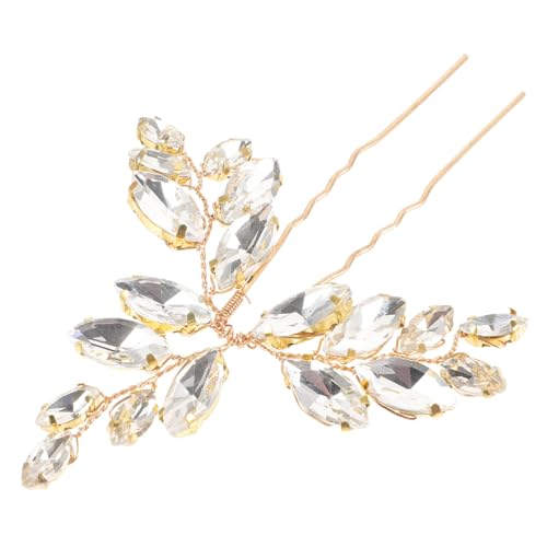 MUCKLILY Rhinestone Haarklammer Damen Hochzeit Brautschmuck U Förmiger Haarschmuck Goldfarbene Glassteine Handgebunden für Party Abschlussball und Festliche Anlässe von MUCKLILY