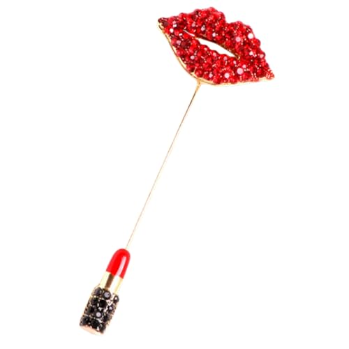 MUCKLILY Rhinestone Lippen pin Brosche Rot Lipstick Design Metall Anstecknadel für Kleidung Schals Hüte und Rucksack Langlebiger Schmuck für Damen Modisches Accessoire und Geschenk von MUCKLILY