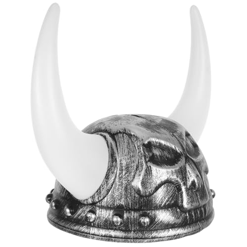 MUCKLILY Römische Kriegerhut Kopfbedeckung Halloween-Show-Requisite Dekorationshut Halloween -Hut Tanzpartyhut Kostüm Helm Wikingerspielzeug Plastik Silber von MUCKLILY