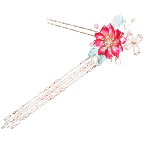 MUCKLILY Roter Haarschmuck Haarnadel für Haarknoten Chinesischer Stil Tassel Haarschmuck Damen Haarstab für Feste Frisuren und Dekorative Haarstäbchen von MUCKLILY