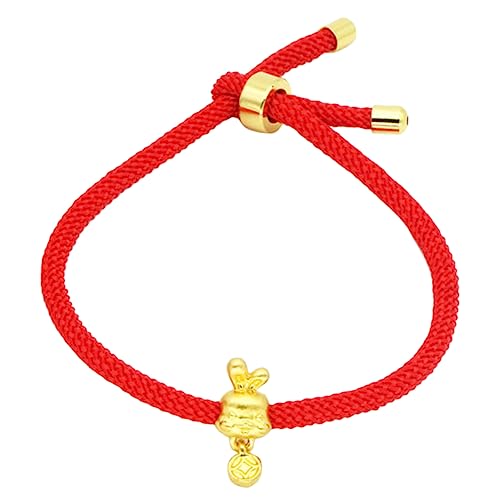 MUCKLILY Rotes Seilarmband mit Kaninchen Zodiac Anhänger Verstellbares String Armband für Frauen und Mädchen Schutzarmband für Schulabschluss und an Freundin oder Tochter von MUCKLILY