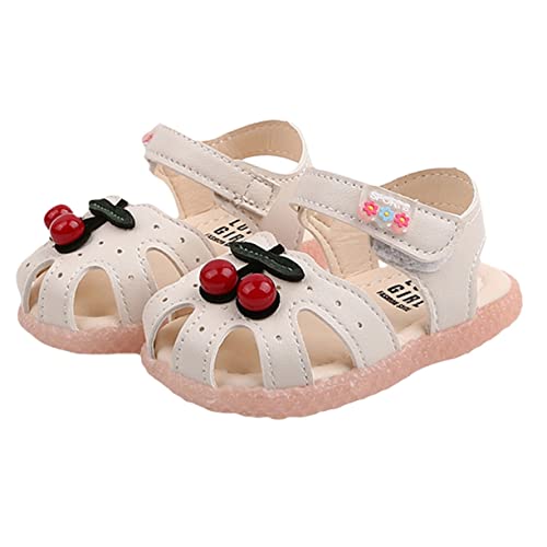 MUCKLILY Sandalen Sommer Beige mit Weichem Boden Atmungsaktive Strapazierfähige Sandale mit Kirschenmuster für Mädchen Gesunde Fußentwicklung von MUCKLILY