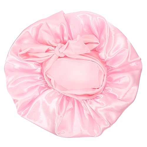 MUCKLILY Satin Schlafhaube für Damen Wiederverwendbare Badmütze mit Bogenknoten Elastischer Kopfbedeckung für Lange Haare für Nachtgebrauch und Pflege Schützt Haare von MUCKLILY
