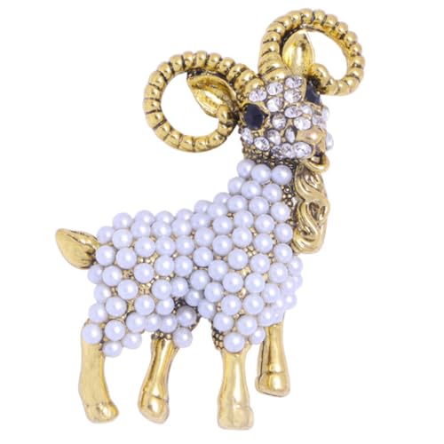 MUCKLILY Schafbrosche mit Perlen Handgezeichnete Tier Anstecknadel für Rucksäcke Schals und Hüte Tierbrosche für Besondere Anlässe und Alltag von MUCKLILY