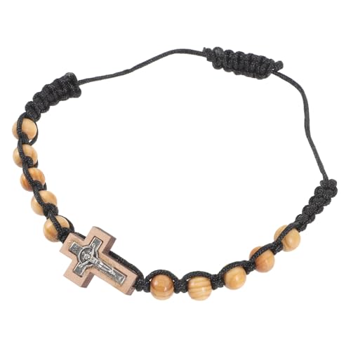 MUCKLILY Kreuzarmband Aus Holzperlen Verstellbares Rosenkranz Inspiriertes Armband Für Damen Und Herren Stilvolles Und Leichtes Schmuckstück Mit Religiösem Symbolismus von MUCKLILY