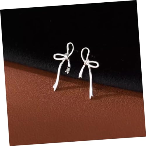 MUCKLILY Schlichte Silberohrringe mit Schleifendesign Langlebige Metallstecker Modische Damenohrringe Vielseitig Kombinierbar für Frauen und Freundinnen von MUCKLILY