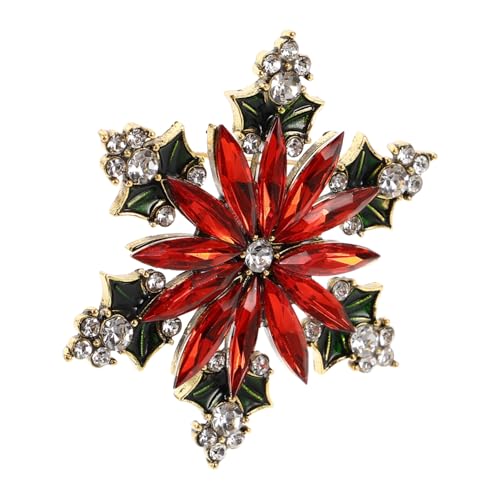 MUCKLILY Schneeflocken Brosche aus Legierung mit Strasssteinen Festlicher Modeschmuck als Anstecknadel für Mantel Pullover und Kleid Vielseitiges Weihnachts Deko Accessoire für Damen von MUCKLILY