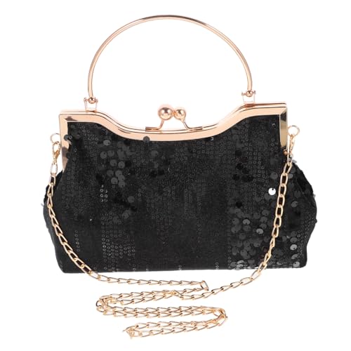 MUCKLILY Schwarze Damen Umhängetasche mit Glitzernden Pailletten und Fischschuppen design Kleine Crossbody Schultertasche für Alltag Schule Reisen und Partys Modische Handtasche für Frauen von MUCKLILY